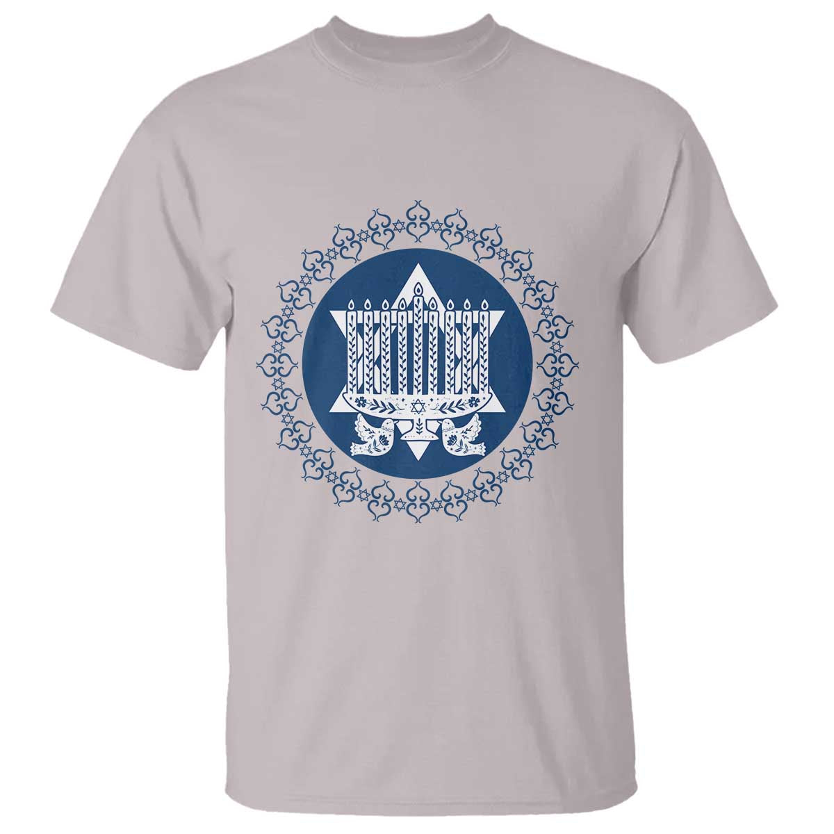 Hanukkah Vintage Menorah Peace Doves T Shirt Festival Of Lights Gift TS12 Ice Gray Print Your Wear