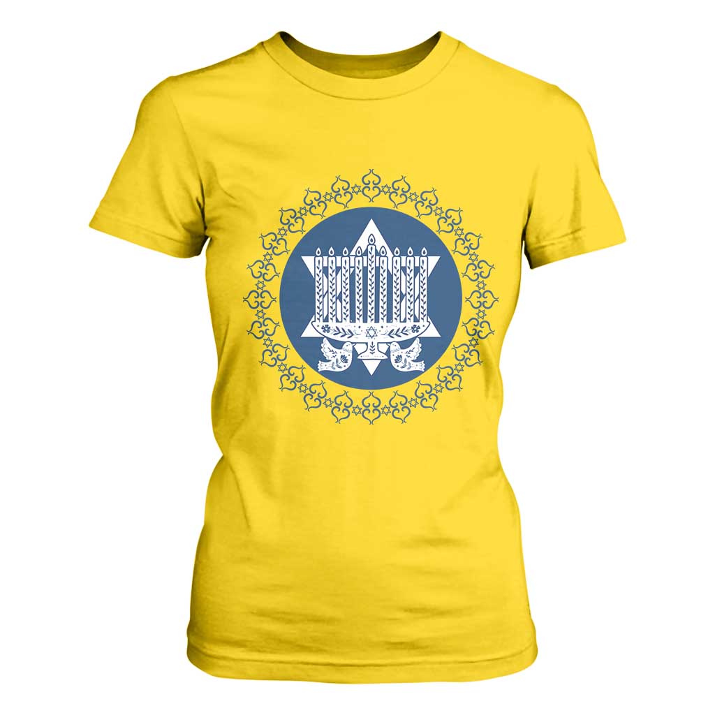 Hanukkah Vintage Menorah Peace Doves T Shirt For Women Festival Of Lights Gift TS12 Daisy Print Your Wear