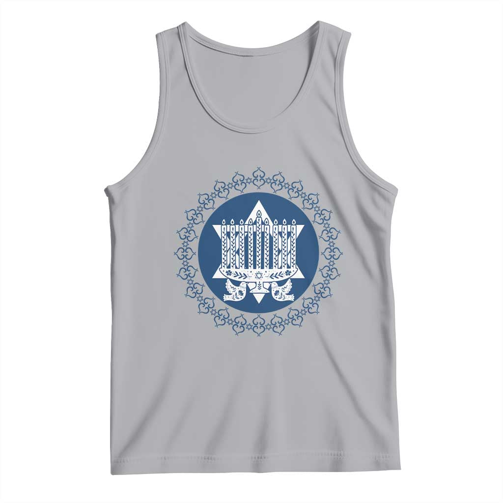 Hanukkah Vintage Menorah Peace Doves Tank Top Festival Of Lights Gift TS12 Athletic Heather Print Your Wear