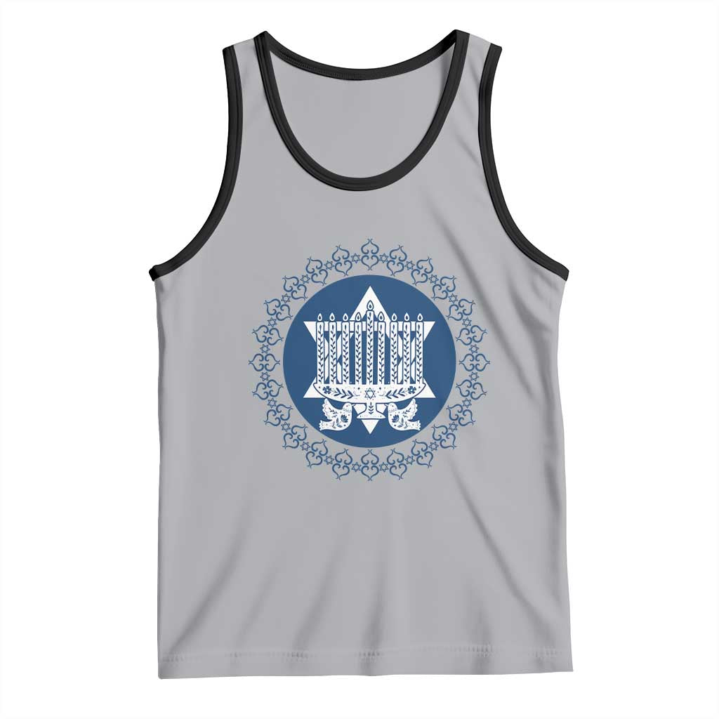 Hanukkah Vintage Menorah Peace Doves Tank Top Festival Of Lights Gift TS12 Athletic Heather Black Print Your Wear