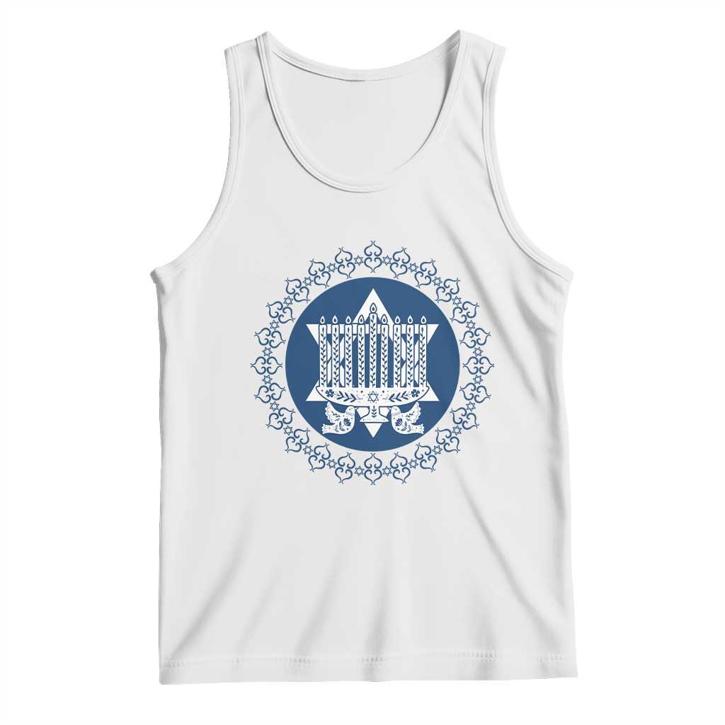 Hanukkah Vintage Menorah Peace Doves Tank Top Festival Of Lights Gift TS12 White Print Your Wear