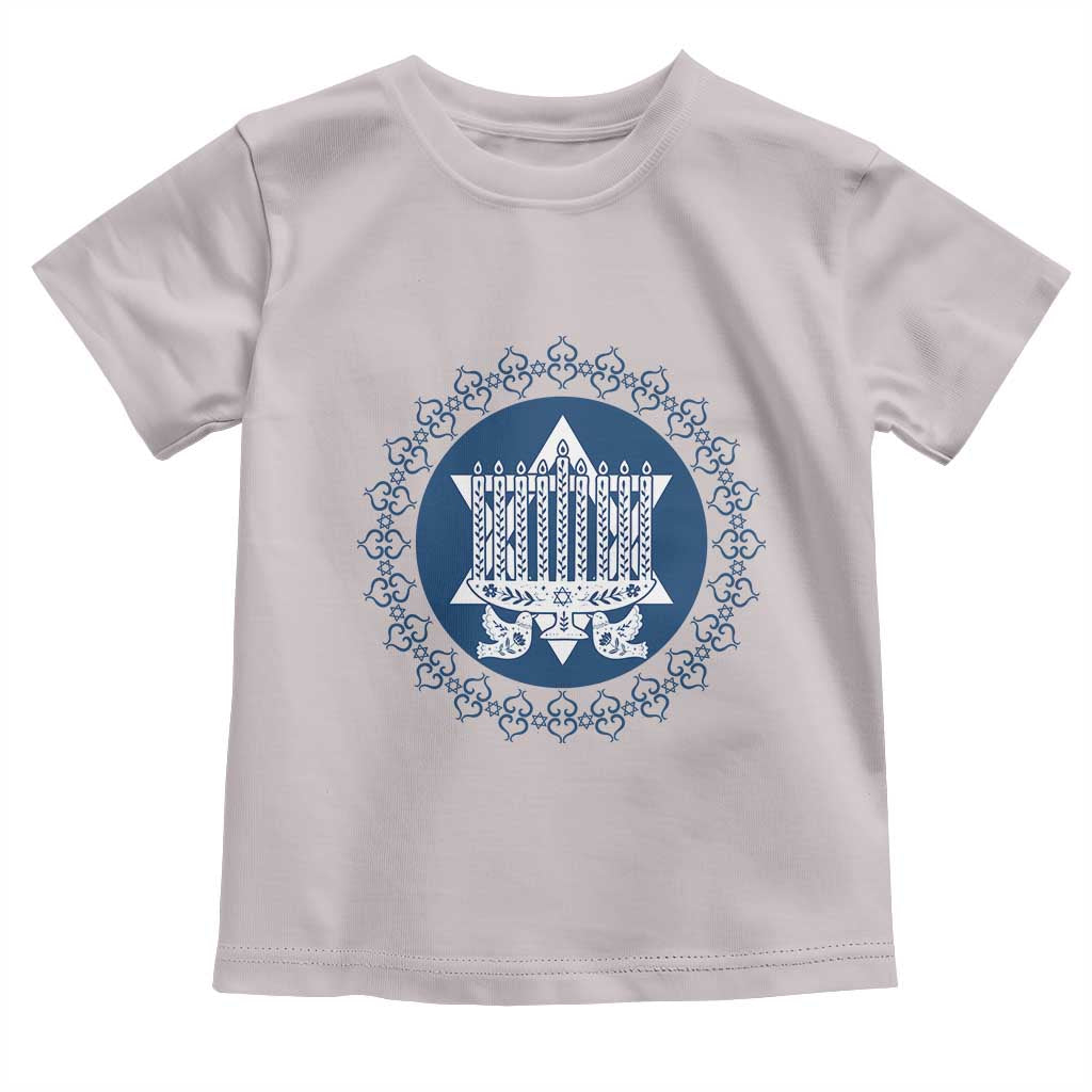 Hanukkah Vintage Menorah Peace Doves Toddler T Shirt Festival Of Lights Gift TS12 Ice Gray Print Your Wear