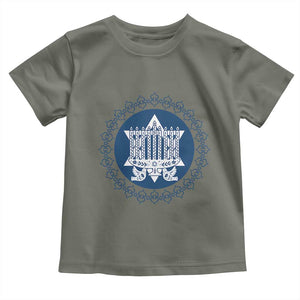 Hanukkah Vintage Menorah Peace Doves Toddler T Shirt Festival Of Lights Gift TS12 Military Green Print Your Wear