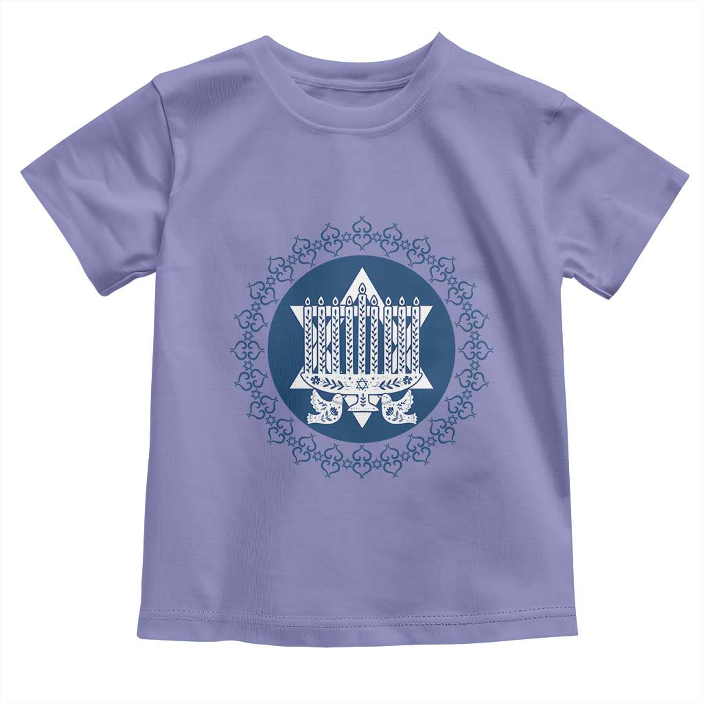 Hanukkah Vintage Menorah Peace Doves Toddler T Shirt Festival Of Lights Gift TS12 Violet Print Your Wear