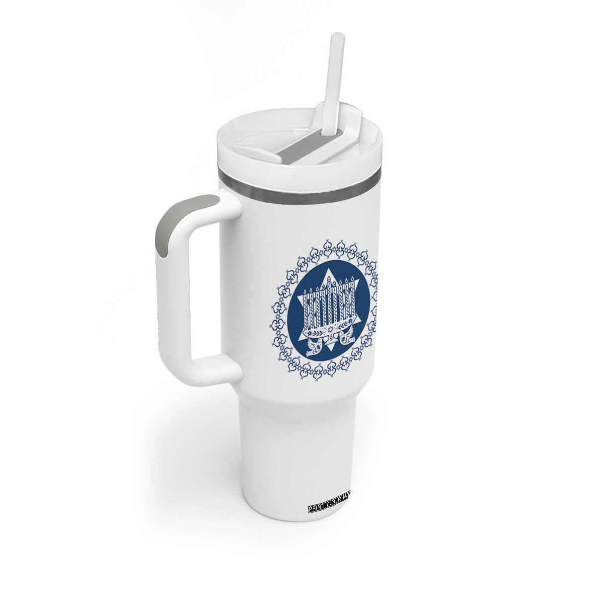 Hanukkah Vintage Menorah Peace Doves Tumbler With Handle Festival Of Lights Gift TS12 Print Your Wear