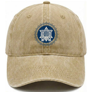 Hanukkah Vintage Menorah Peace Doves Washed Cotton Baseball Cap Festival Of Lights Gift TS12 Print Your Wear
