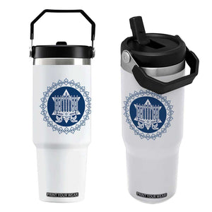 Hanukkah Vintage Menorah Peace Doves Flip Straw Tumbler Festival Of Lights Gift TS12 One Size: 30 oz White Print Your Wear