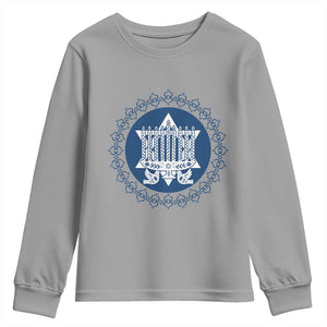 Hanukkah Vintage Menorah Peace Doves Youth Sweatshirt Festival Of Lights Gift TS12 Sport Gray Print Your Wear