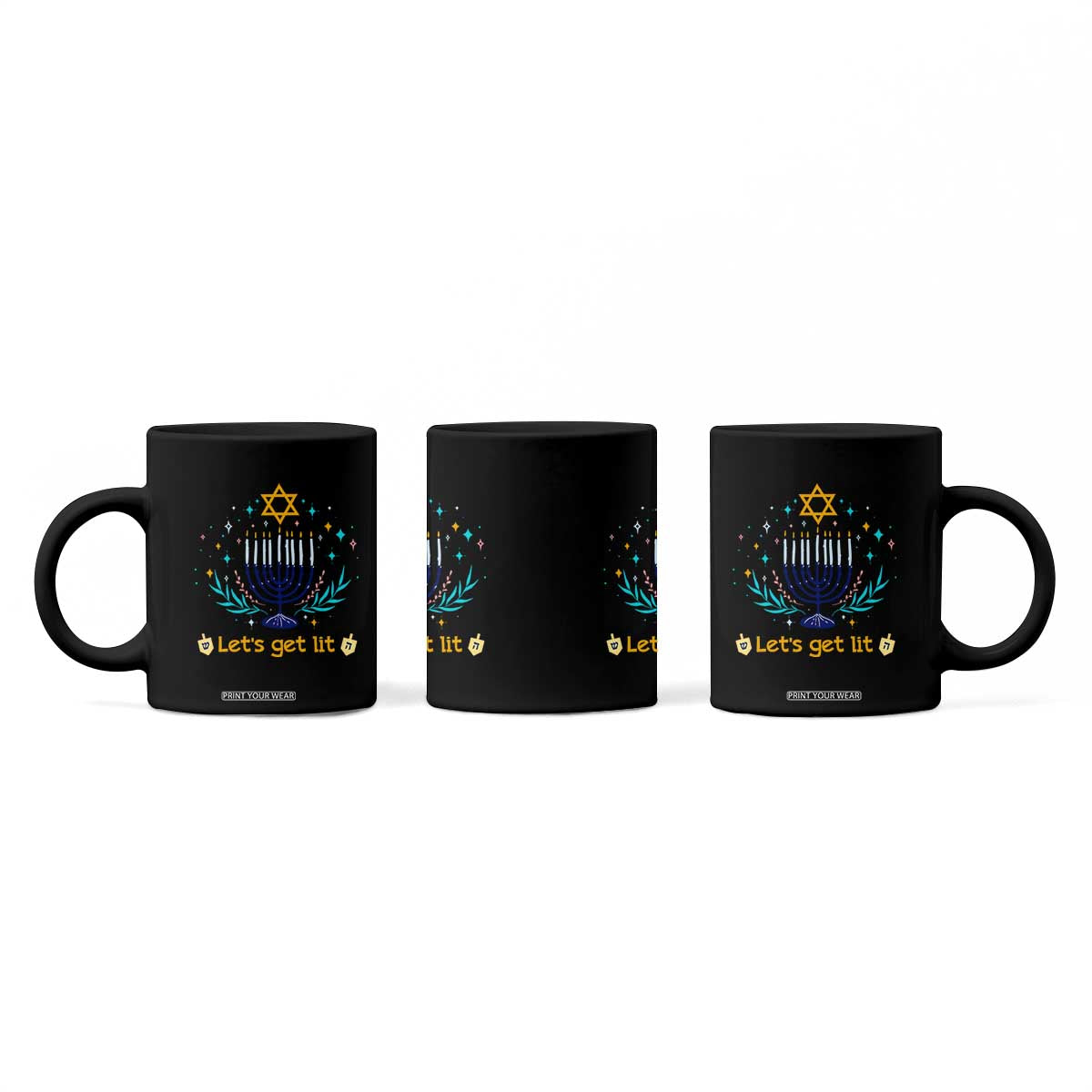 Funny Hanukkah Coffee Mug Lets Get Lit Jewish Holiday Gift TS12 Print Your Wear