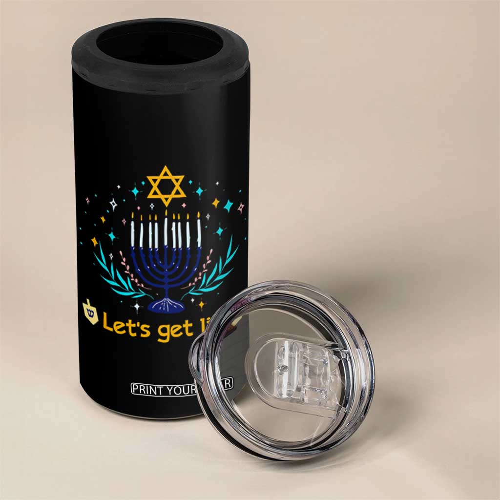 Funny Hanukkah 4 in 1 Can Cooler Tumbler Lets Get Lit Jewish Holiday Gift TS12 Print Your Wear