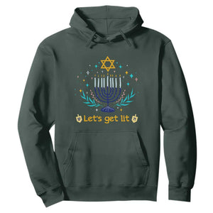 Funny Hanukkah Hoodie Lets Get Lit Jewish Holiday Gift TS12 Dark Forest Green Print Your Wear