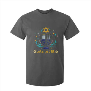 Funny Hanukkah T Shirt For Kid Lets Get Lit Jewish Holiday Gift TS12 Dark Heather Print Your Wear
