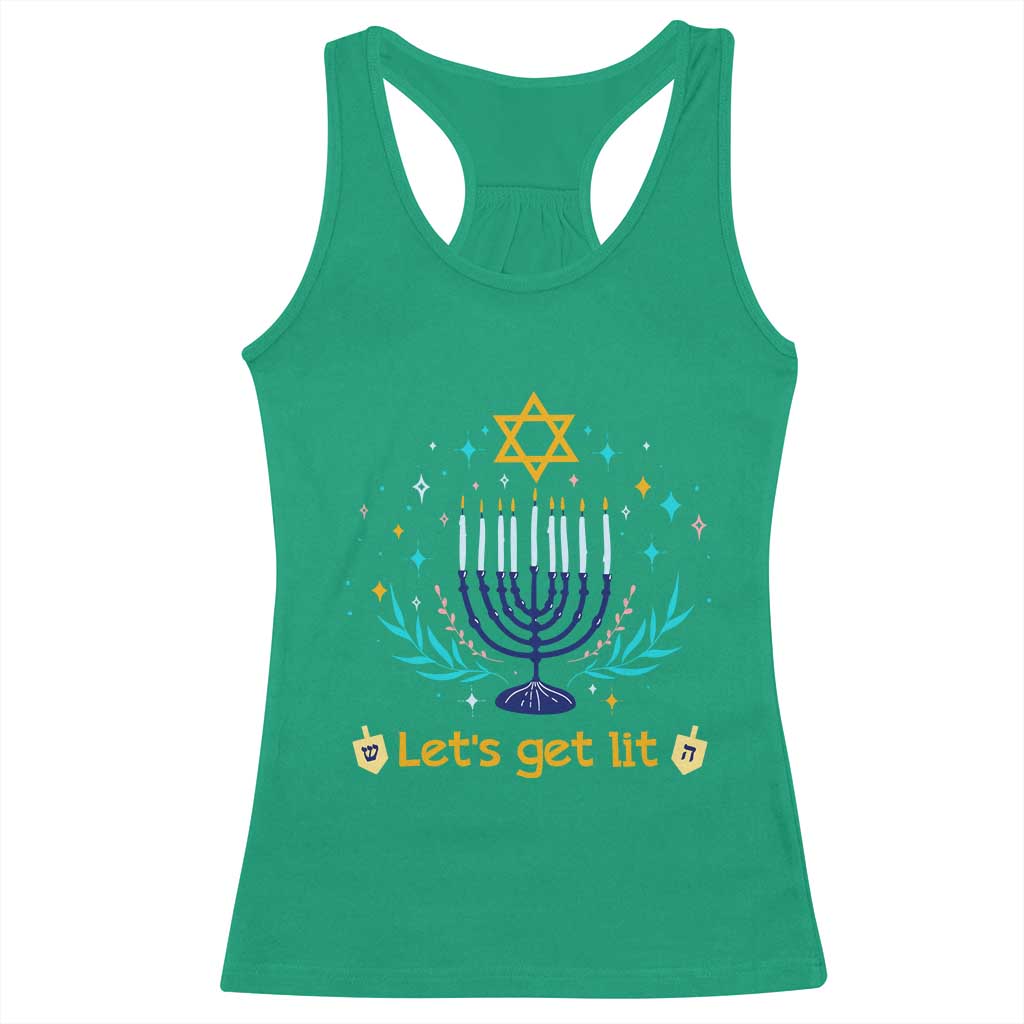 Funny Hanukkah Racerback Tank Top Lets Get Lit Jewish Holiday Gift TS12 Irish Green Print Your Wear