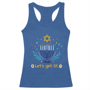 Funny Hanukkah Racerback Tank Top Lets Get Lit Jewish Holiday Gift TS12 Royal Blue Print Your Wear