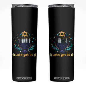 Funny Hanukkah Skinny Tumbler Lets Get Lit Jewish Holiday Gift TS12 Black Print Your Wear