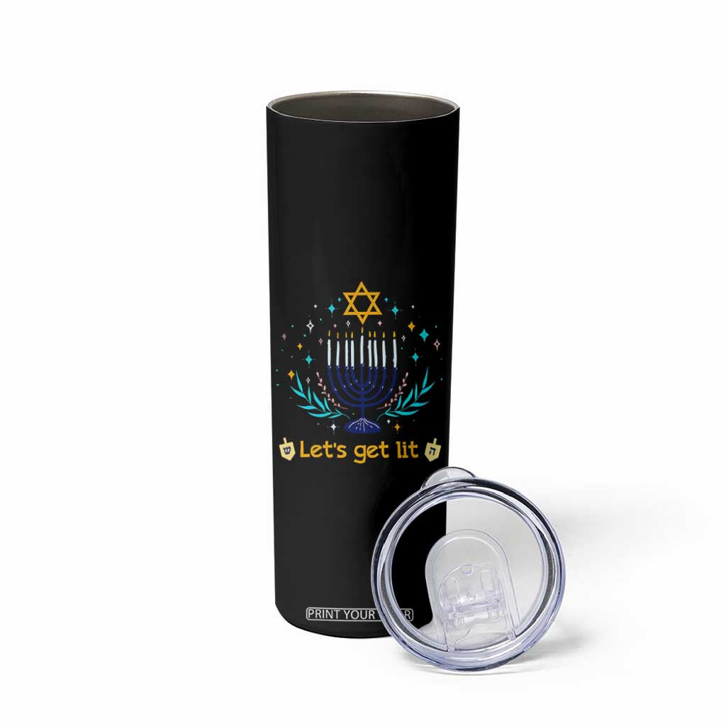 Funny Hanukkah Skinny Tumbler Lets Get Lit Jewish Holiday Gift TS12 Print Your Wear