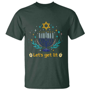 Funny Hanukkah T Shirt Lets Get Lit Jewish Holiday Gift TS12 Dark Forest Green Print Your Wear