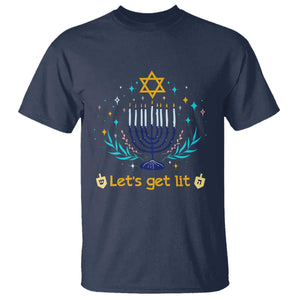 Funny Hanukkah T Shirt Lets Get Lit Jewish Holiday Gift TS12 Navy Print Your Wear