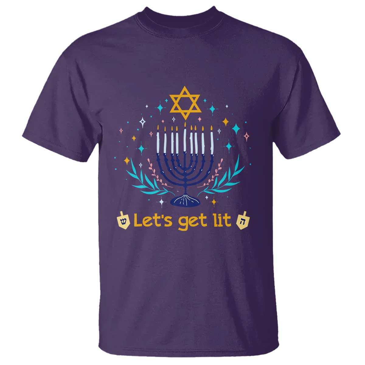 Funny Hanukkah T Shirt Lets Get Lit Jewish Holiday Gift TS12 Purple Print Your Wear