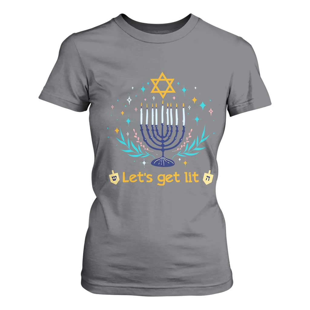 Funny Hanukkah T Shirt For Women Lets Get Lit Jewish Holiday Gift TS12 Charcoal Print Your Wear