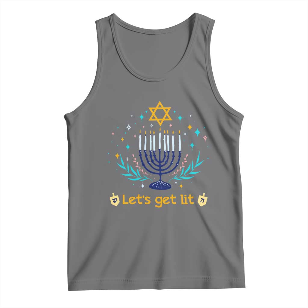 Funny Hanukkah Tank Top Lets Get Lit Jewish Holiday Gift TS12 Black Heather Print Your Wear