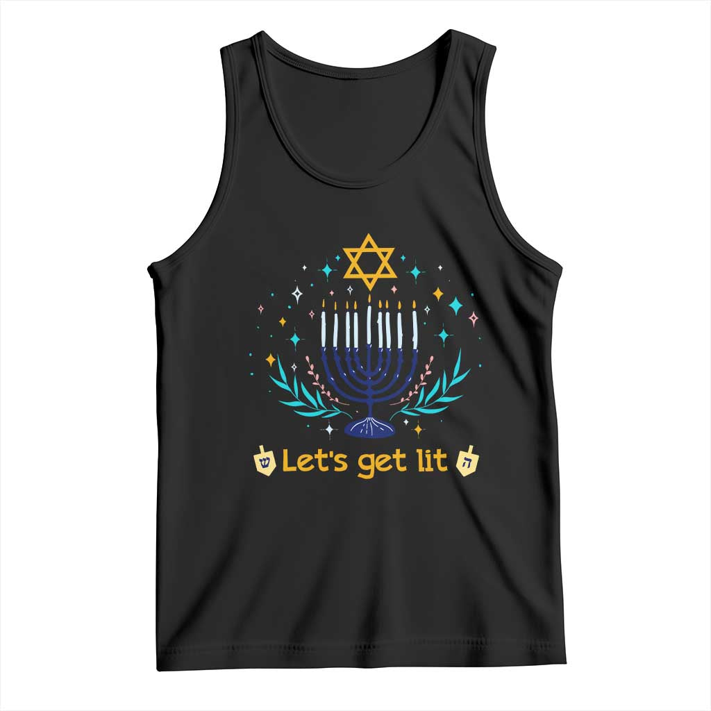 Funny Hanukkah Tank Top Lets Get Lit Jewish Holiday Gift TS12 Black Print Your Wear
