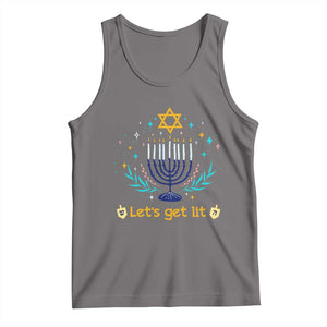 Funny Hanukkah Tank Top Lets Get Lit Jewish Holiday Gift TS12 Deep Heather Print Your Wear