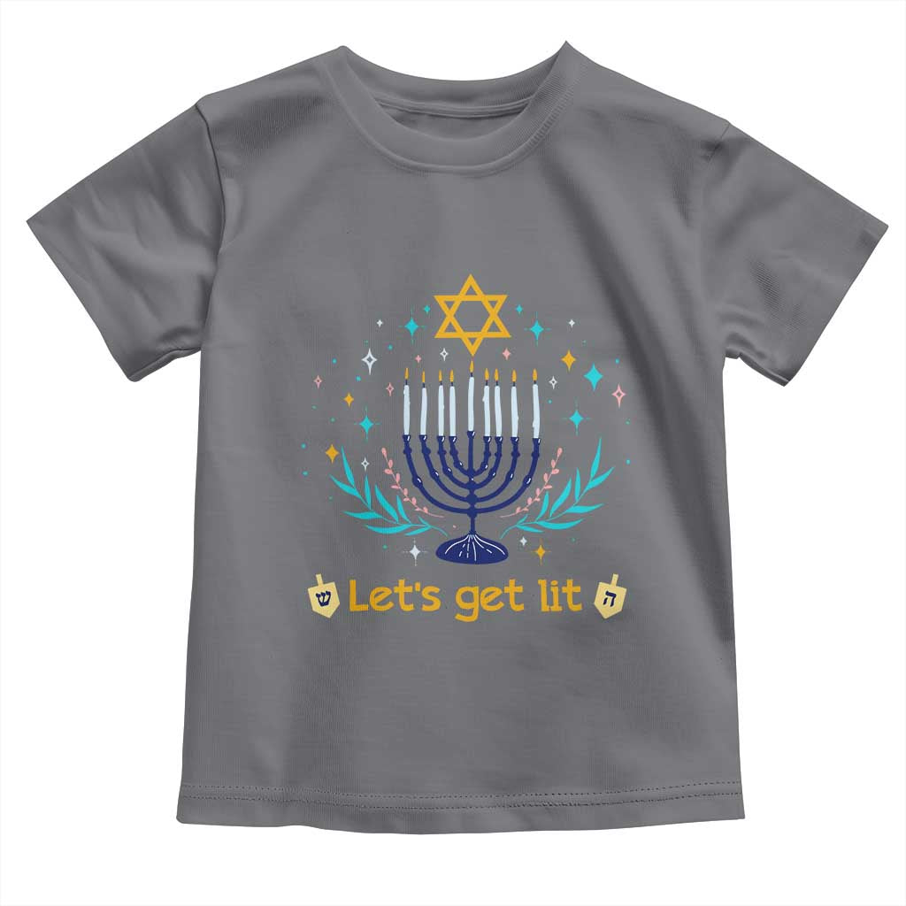 Funny Hanukkah Toddler T Shirt Lets Get Lit Jewish Holiday Gift TS12 Charcoal Print Your Wear