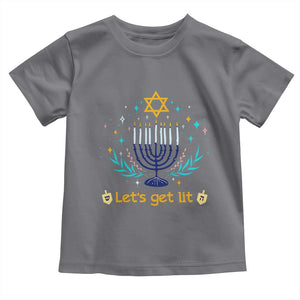 Funny Hanukkah Toddler T Shirt Lets Get Lit Jewish Holiday Gift TS12 Charcoal Print Your Wear