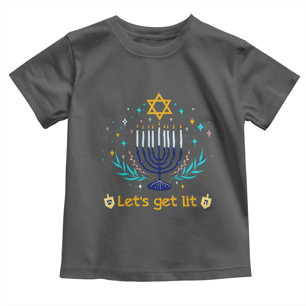 Funny Hanukkah Toddler T Shirt Lets Get Lit Jewish Holiday Gift TS12 Dark Heather Print Your Wear