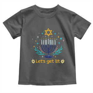 Funny Hanukkah Toddler T Shirt Lets Get Lit Jewish Holiday Gift TS12 Dark Heather Print Your Wear