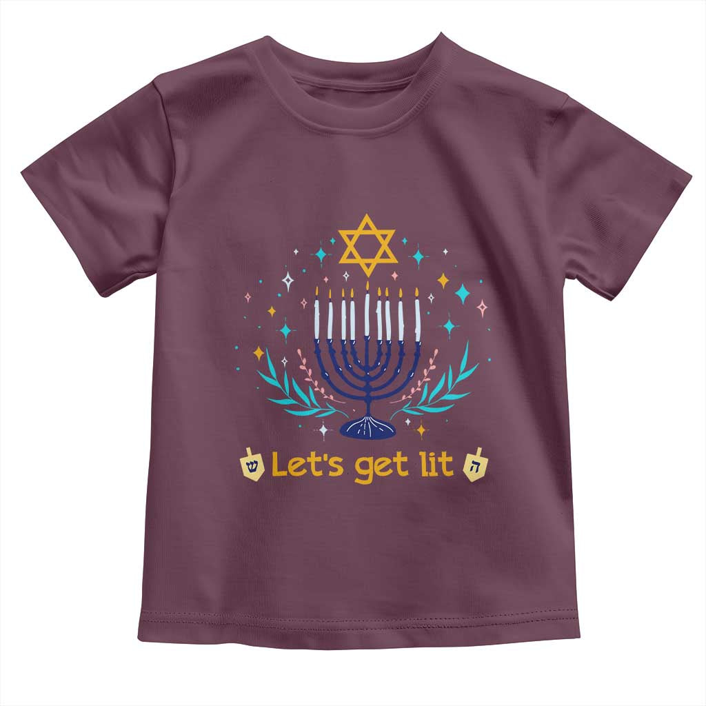 Funny Hanukkah Toddler T Shirt Lets Get Lit Jewish Holiday Gift TS12 Maroon Print Your Wear