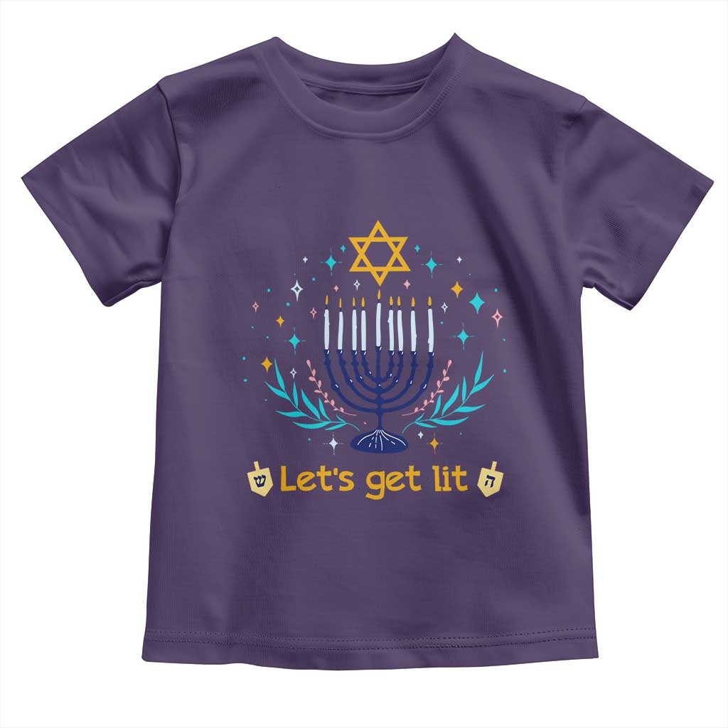 Funny Hanukkah Toddler T Shirt Lets Get Lit Jewish Holiday Gift TS12 Purple Print Your Wear