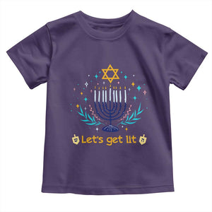 Funny Hanukkah Toddler T Shirt Lets Get Lit Jewish Holiday Gift TS12 Purple Print Your Wear