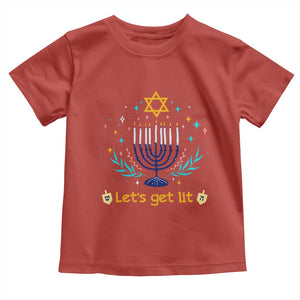 Funny Hanukkah Toddler T Shirt Lets Get Lit Jewish Holiday Gift TS12 Red Print Your Wear