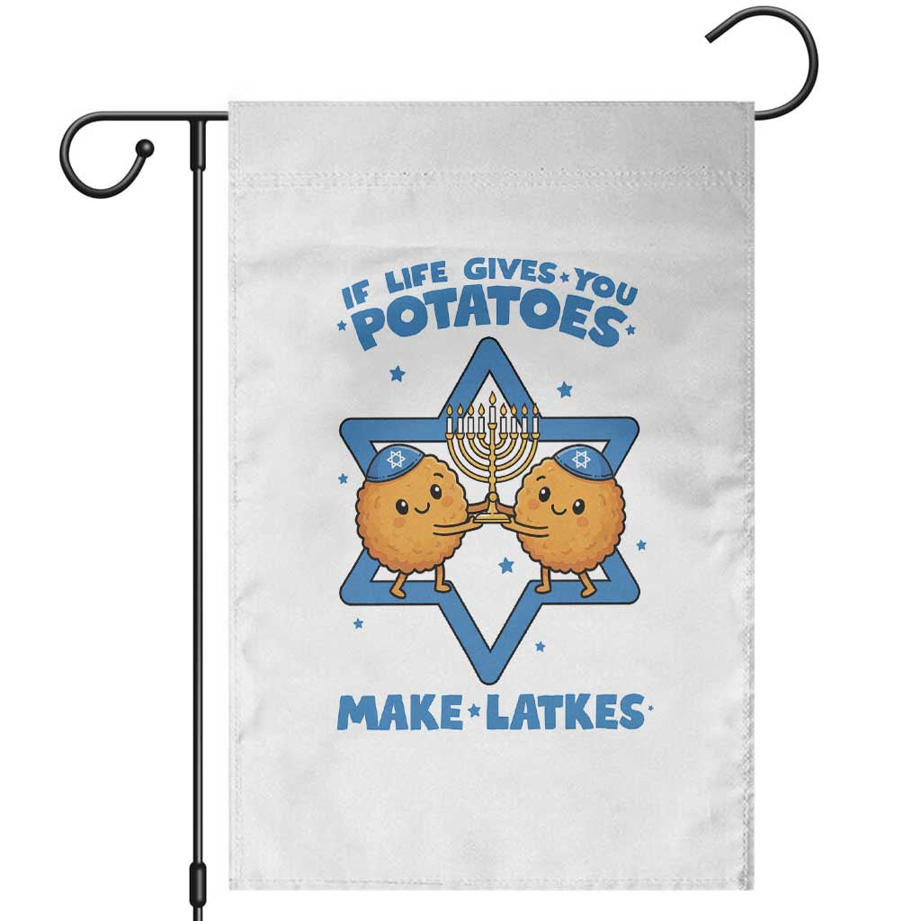 Funny Hanukkah Gift Garden Flag If Life Gives You Potatoes Make Latkes TS12 White Print Your Wear