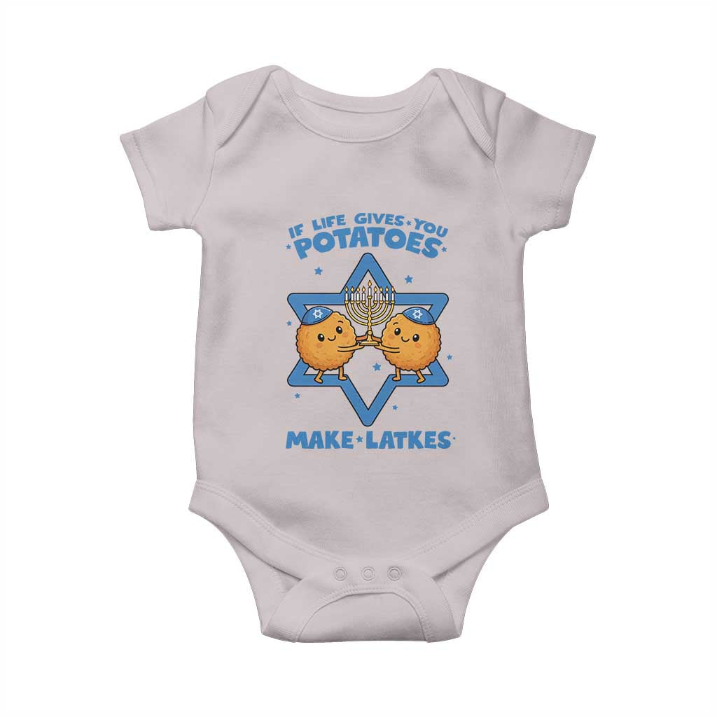 Funny Hanukkah Gift Baby Onesie If Life Gives You Potatoes Make Latkes TS12 Ice Gray Print Your Wear
