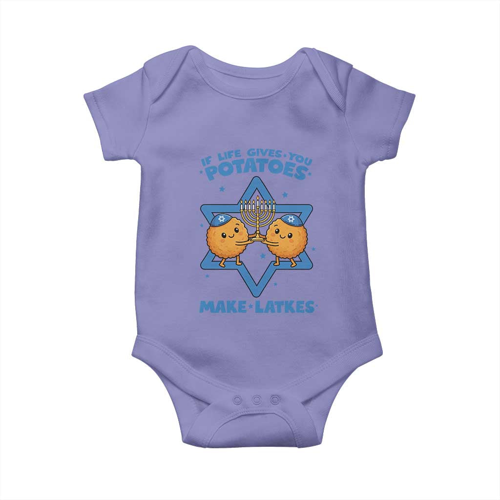 Funny Hanukkah Gift Baby Onesie If Life Gives You Potatoes Make Latkes TS12 Violet Print Your Wear