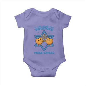 Funny Hanukkah Gift Baby Onesie If Life Gives You Potatoes Make Latkes TS12 Violet Print Your Wear