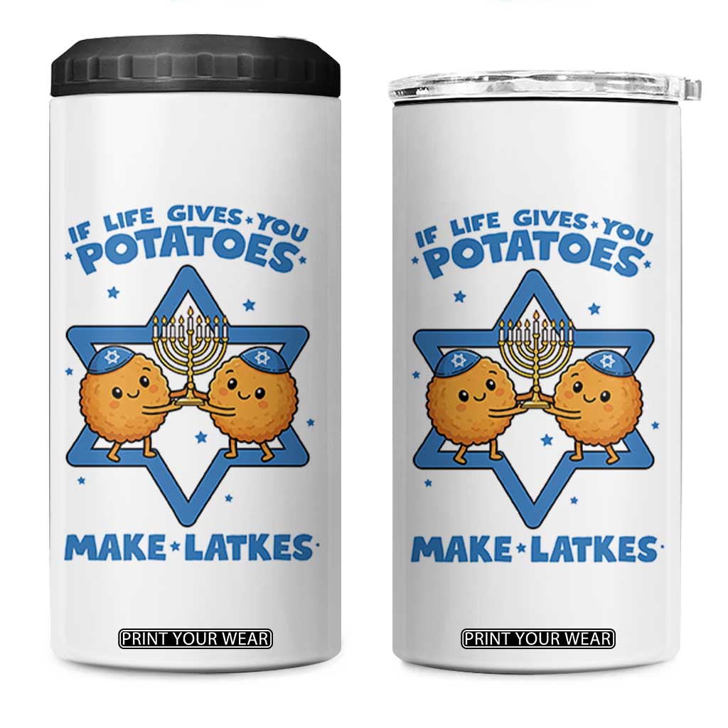 Funny Hanukkah Gift 4 in 1 Can Cooler Tumbler If Life Gives You Potatoes Make Latkes TS12 One Size: 16 oz White Print Your Wear