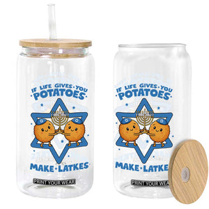 Funny Hanukkah Gift Glass Can If Life Gives You Potatoes Make Latkes TS12 Print Your Wear