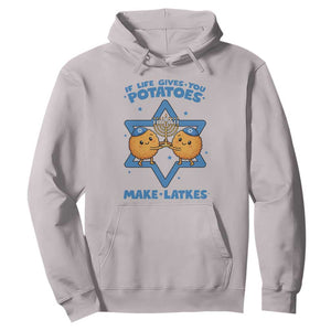 Funny Hanukkah Gift Hoodie If Life Gives You Potatoes Make Latkes TS12 Ice Gray Print Your Wear
