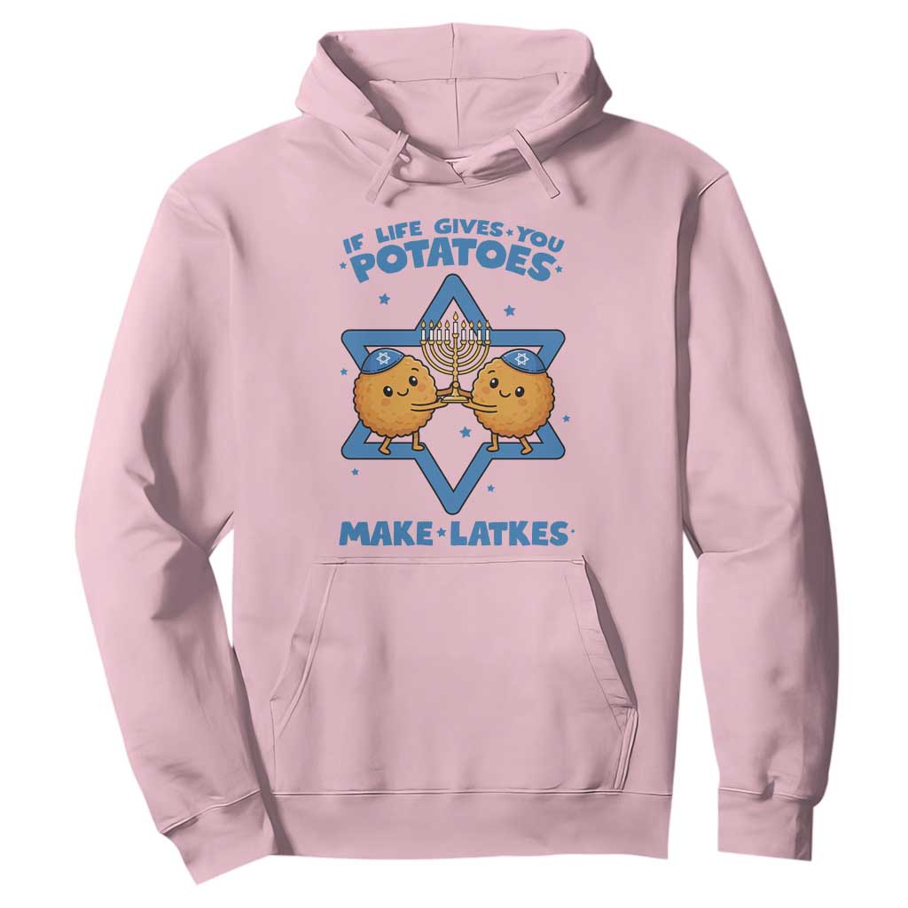 Funny Hanukkah Gift Hoodie If Life Gives You Potatoes Make Latkes TS12 Light Pink Print Your Wear