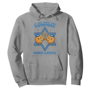 Funny Hanukkah Gift Hoodie If Life Gives You Potatoes Make Latkes TS12 Sport Gray Print Your Wear