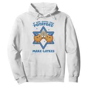 Funny Hanukkah Gift Hoodie If Life Gives You Potatoes Make Latkes TS12 White Print Your Wear