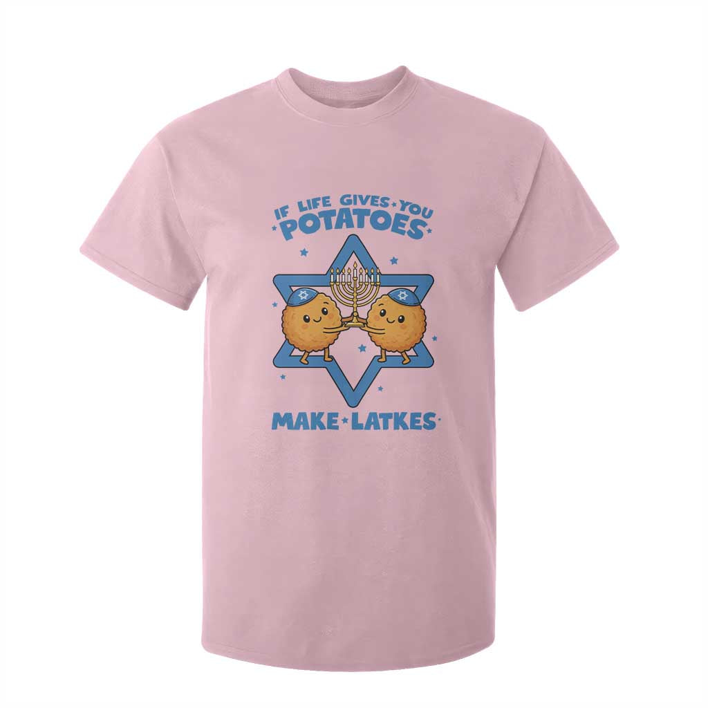 Funny Hanukkah Gift T Shirt For Kid If Life Gives You Potatoes Make Latkes TS12 Light Pink Print Your Wear