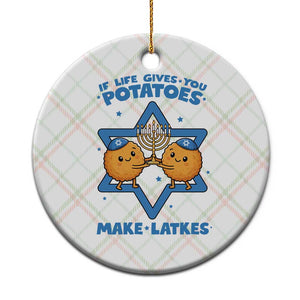 Funny Hanukkah Gift Ceramic Ornament If Life Gives You Potatoes Make Latkes TS12 1pc Christmas Plaid Print Your Wear