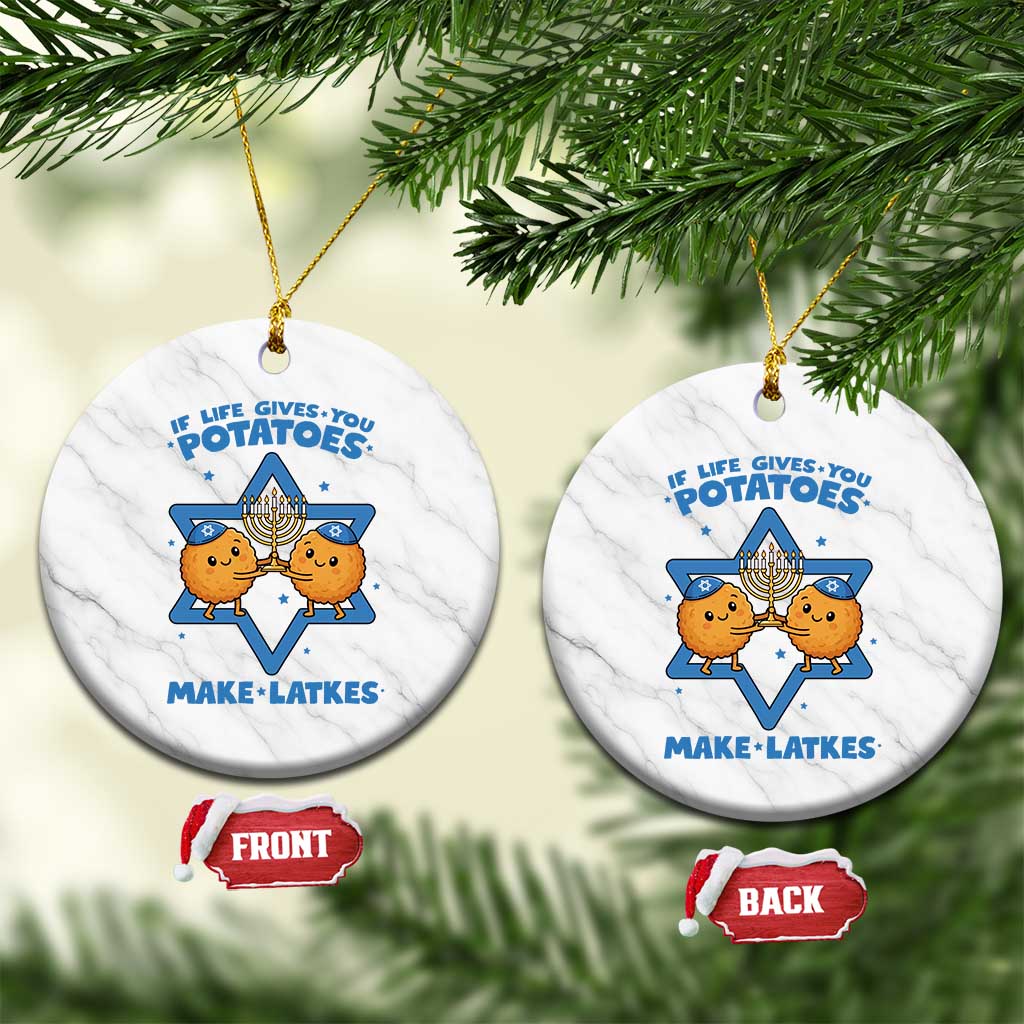 Funny Hanukkah Gift Ceramic Ornament If Life Gives You Potatoes Make Latkes TS12 1pc White Marble Print Your Wear