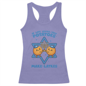 Funny Hanukkah Gift Racerback Tank Top If Life Gives You Potatoes Make Latkes TS12 Violet Print Your Wear