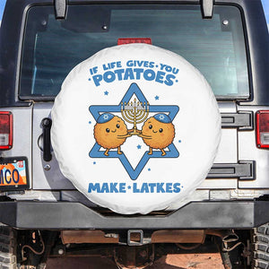 Funny Hanukkah Gift Spare Tire Cover If Life Gives You Potatoes Make Latkes TS12 No hole White Print Your Wear